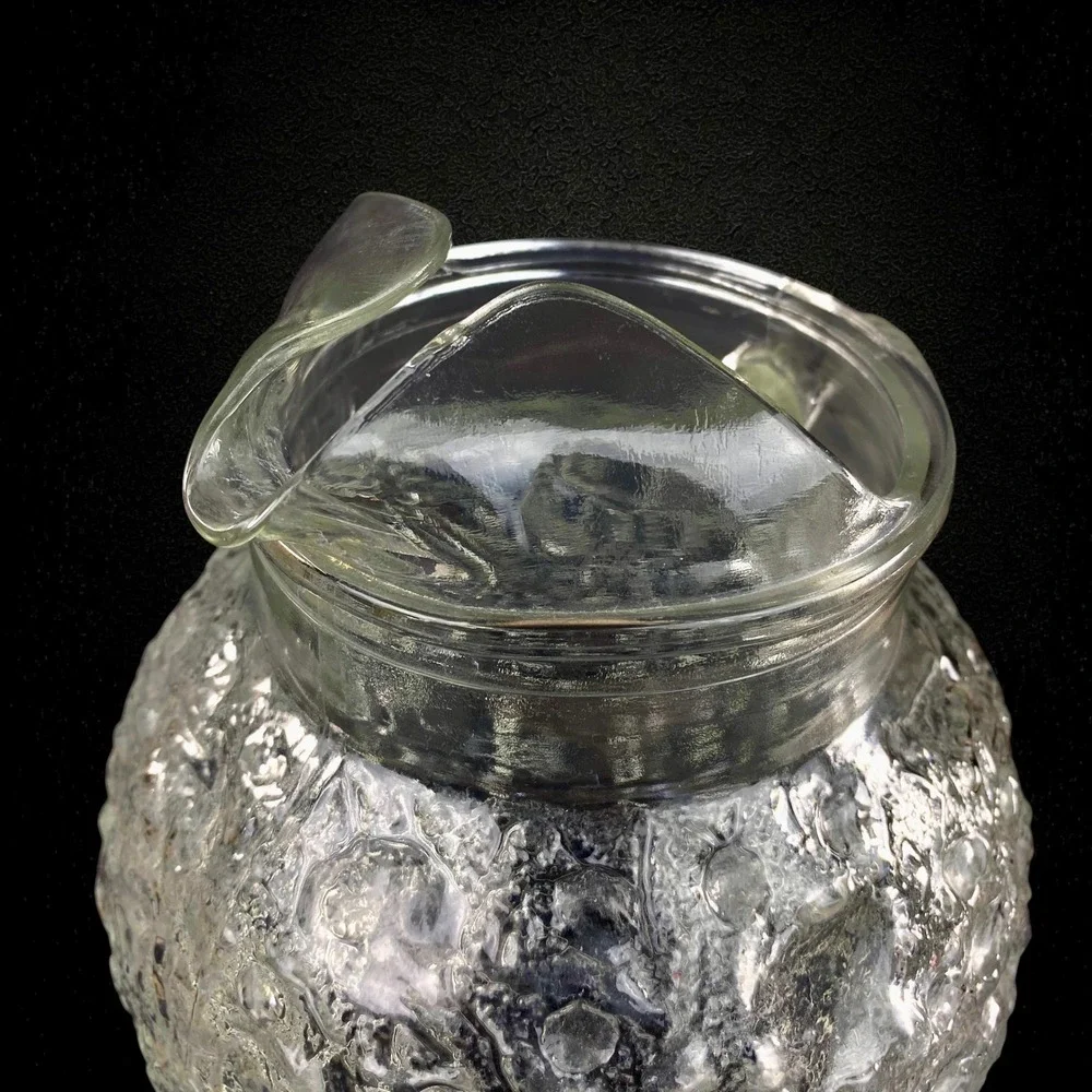 Anchor Hocking Milano Clear‎ Glass Pitcher 1960s Crinkle Textured